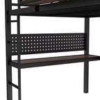 Bellemave Metal Loft Bed with Desk & Pegboard, Built-in Clock & Charging Station, Storage Basket, Space-Saving Modern Frame, Twin XL & Full Sizes