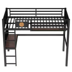 Bellemave Metal Loft Bed with Desk & Pegboard, Built-in Clock & Charging Station, Storage Basket, Space-Saving Modern Frame, Twin XL & Full Sizes