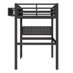 Bellemave Metal Loft Bed with Desk & Pegboard, Built-in Clock & Charging Station, Storage Basket, Space-Saving Modern Frame, Twin XL & Full Sizes