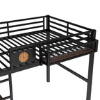 Bellemave Metal Loft Bed with Desk & Pegboard, Built-in Clock & Charging Station, Storage Basket, Space-Saving Modern Frame, Twin XL & Full Sizes