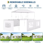 10x20 Pop Up Canopy Tent with Sidewalls, Heavy Duty 420D Oxford Outdoor Party Tent, Portable Event Shelter Carport Sun Shade Canopy, White