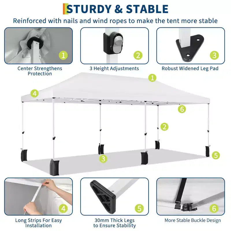 10x20 Pop Up Canopy Tent with Sidewalls, Heavy Duty 420D Oxford Outdoor Party Tent, Portable Event Shelter Carport Sun Shade Canopy, White