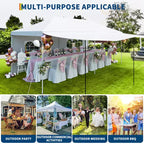 10x20 Pop Up Canopy Tent with Sidewalls, Heavy Duty 420D Oxford Outdoor Party Tent, Portable Event Shelter Carport Sun Shade Canopy, White