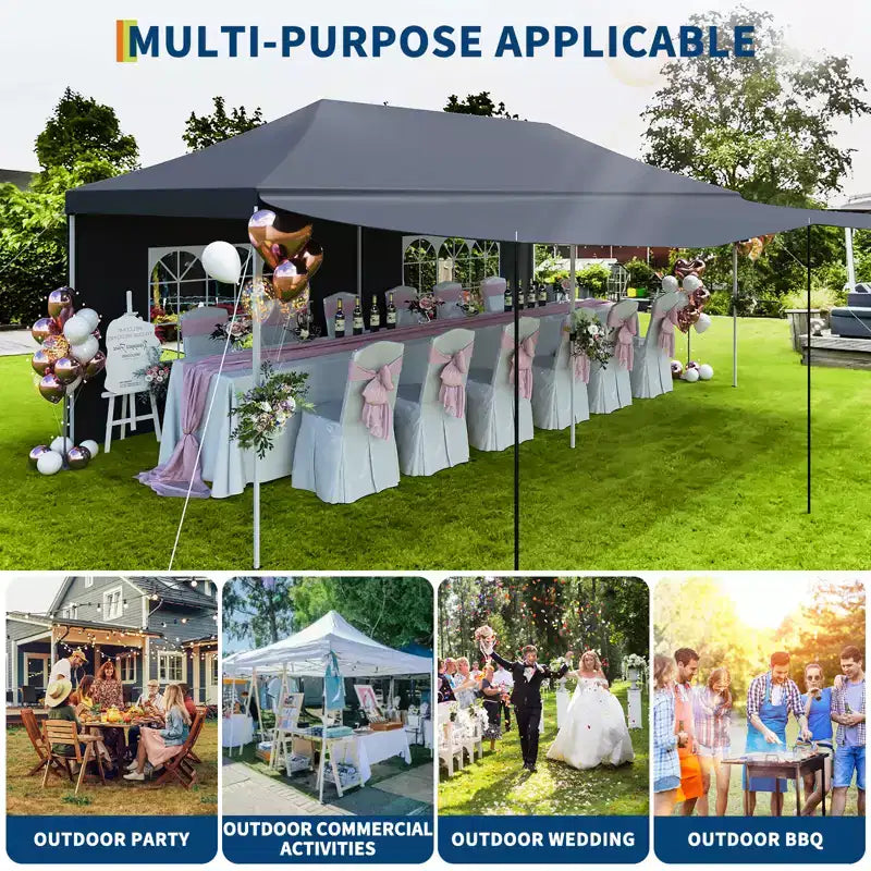 10x20 Pop Up Canopy Tent with Sidewalls, Heavy Duty 420D Oxford Outdoor Party Tent, Portable Event Shelter Carport Sun Shade Canopy, White