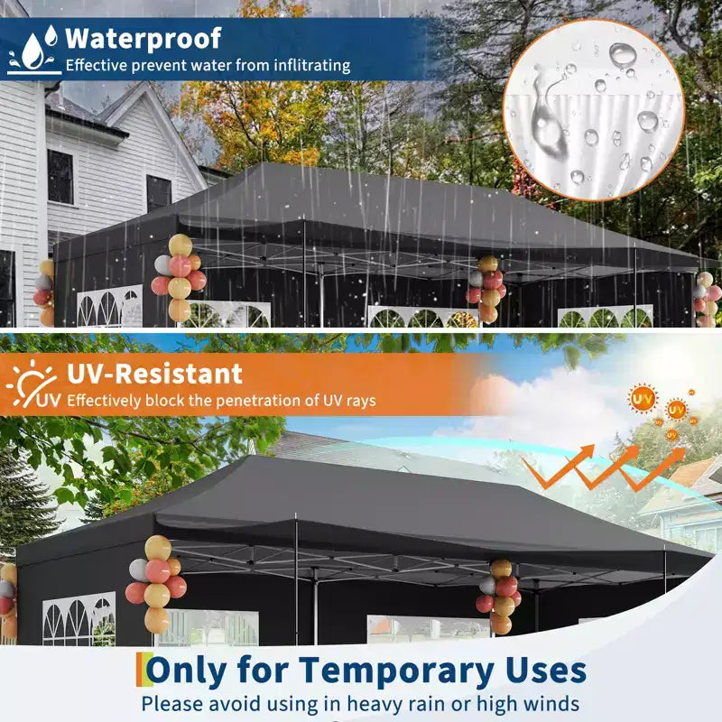 10x20 Pop Up Canopy Tent with Sidewalls, Heavy Duty 420D Oxford Outdoor Party Tent, Portable Event Shelter Carport Sun Shade Canopy, White