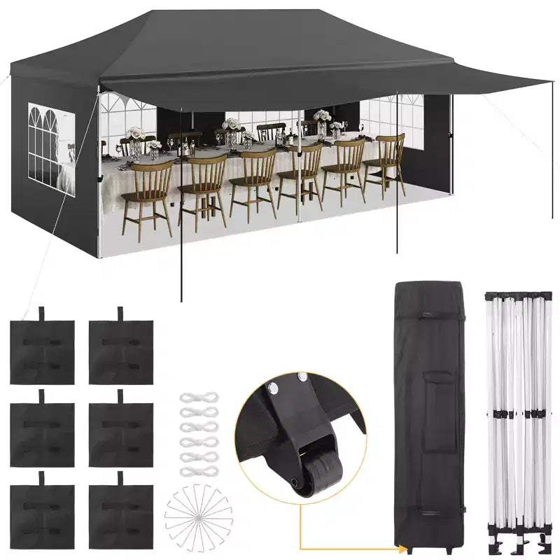 10x20 Pop Up Canopy Tent with Sidewalls, Heavy Duty 420D Oxford Outdoor Party Tent, Portable Event Shelter Carport Sun Shade Canopy, White