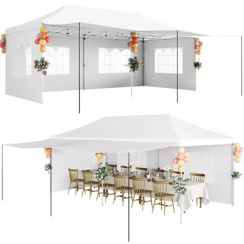 10x20 Pop Up Canopy Tent with Sidewalls, Heavy Duty 420D Oxford Outdoor Party Tent, Portable Event Shelter Carport Sun Shade Canopy, White