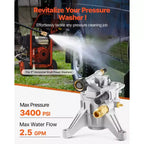 VEVOR Pressure Washer Pump, 7/8 Shaft Vertical, 2400 PSI, 2.5 GPM, Replacement Power Washer Pumps Kit with Hardware and Siphon Tube, Silver