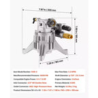 VEVOR Pressure Washer Pump, 7/8 Shaft Vertical, 2400 PSI, 2.5 GPM, Replacement Power Washer Pumps Kit with Hardware and Siphon Tube, Silver