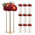 VEVOR Wedding Flower Stand, 10PCS 23.62-inch Column Flower Stand, Floral Stands with Metal Laminate, Cylindrical Cubic Floral Display Rack, Gold