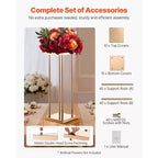 VEVOR Wedding Flower Stand, 10PCS 23.62-inch Column Flower Stand, Floral Stands with Metal Laminate, Cylindrical Cubic Floral Display Rack, Gold