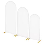 VEVOR Arch Backdrop Stand, Set of 3, 6/5/4 ft, Stable Structure, Easy Assembly, Gold Metal Arch Backdrop Stand with Cover, for Wedding, White & Gold
