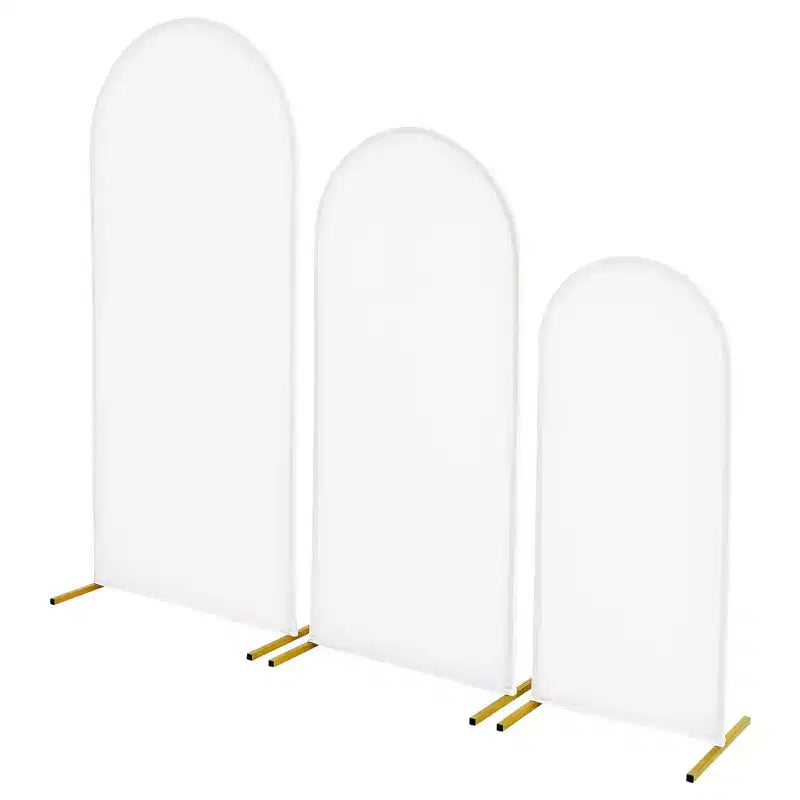 VEVOR Arch Backdrop Stand, Set of 3, 6/5/4 ft, Stable Structure, Easy Assembly, Gold Metal Arch Backdrop Stand with Cover, for Wedding, White & Gold