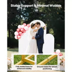 VEVOR Arch Backdrop Stand, Set of 3, 6/5/4 ft, Stable Structure, Easy Assembly, Gold Metal Arch Backdrop Stand with Cover, for Wedding, White & Gold
