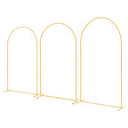 VEVOR Arch Backdrop Stand, Set of 3, 8/7.2/6.6 ft, Stable Structure, Easy Assembly, Gold Metal Arch Backdrop Stand for Wedding, Birthday Party, Gold