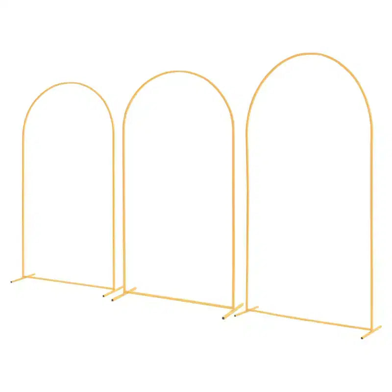VEVOR Arch Backdrop Stand, Set of 3, 8/7.2/6.6 ft, Stable Structure, Easy Assembly, Gold Metal Arch Backdrop Stand for Wedding, Birthday Party, Gold