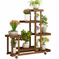 Home Collection Tall Rolling Wooden Plant Stand with Wheels