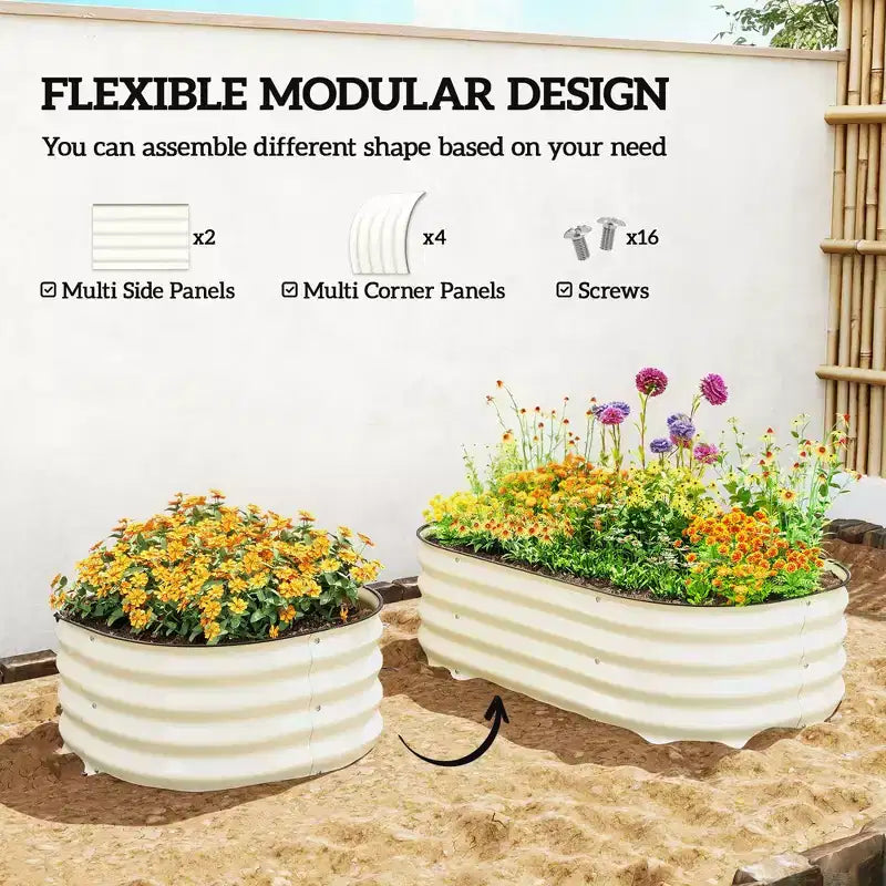Galvanized Raised Garden Bed Kit, Metal Planter Box with Safety Edging