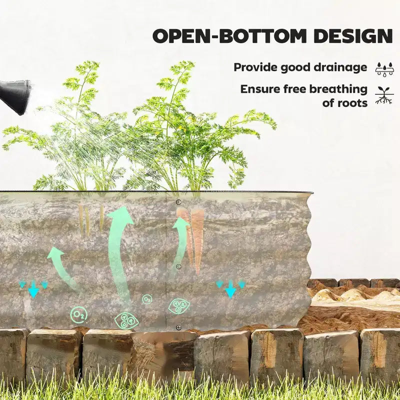 Galvanized Raised Garden Bed Kit, Metal Planter Box with Safety Edging