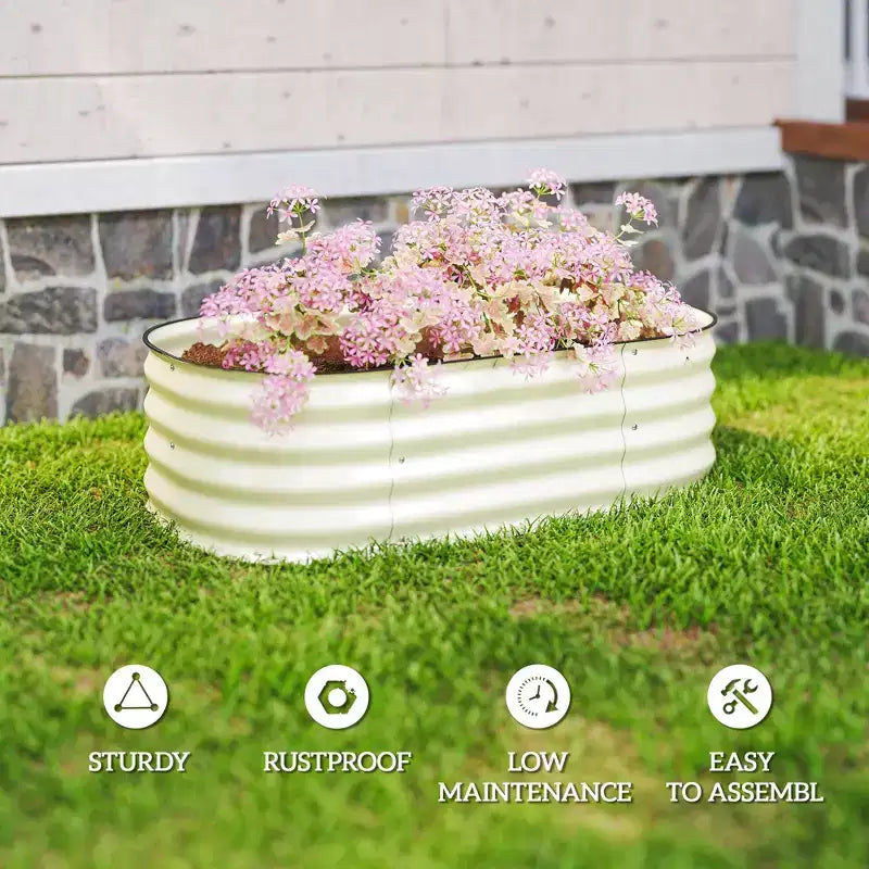 Galvanized Raised Garden Bed Kit, Metal Planter Box with Safety Edging