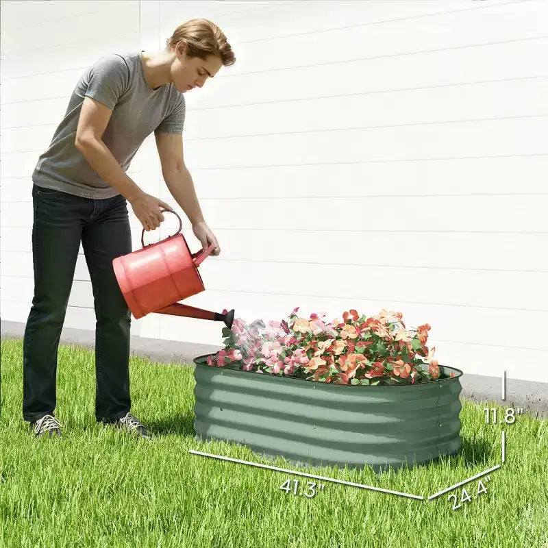 Galvanized Raised Garden Bed Kit, Metal Planter Box with Safety Edging