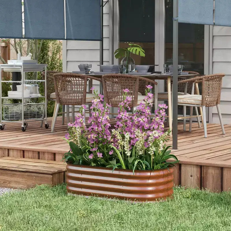 Galvanized Raised Garden Bed Kit, Metal Planter Box with Safety Edging