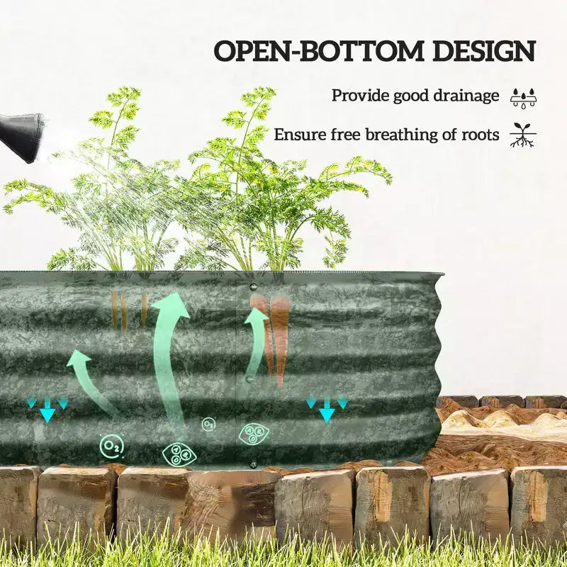 Galvanized Raised Garden Bed Kit, Metal Planter Box with Safety Edging