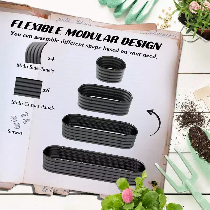 Galvanized Raised Garden Bed Kit, Metal Planter Box with Safety Edging
