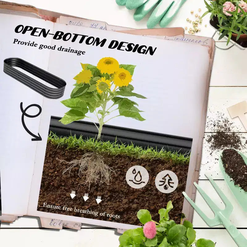 Galvanized Raised Garden Bed Kit, Metal Planter Box with Safety Edging