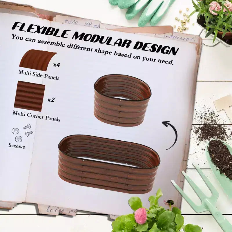 Galvanized Raised Garden Bed Kit, Metal Planter Box with Safety Edging