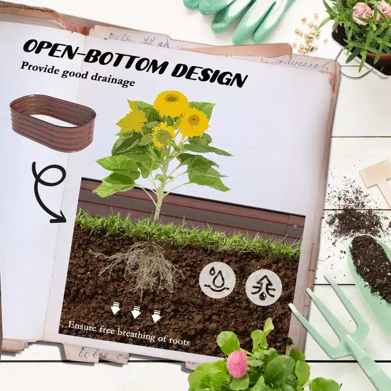Galvanized Raised Garden Bed Kit, Metal Planter Box with Safety Edging