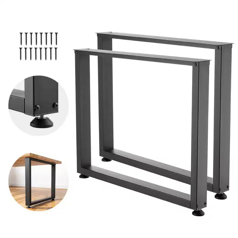 VEVOR Table Legs, 29.5 H x 35.4 W Square Steel Furniture Legs, Modular Design, Easy Assembly, 2204 lbs Max Load Heavy Duty,Set of 2, Black