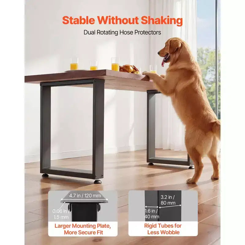 VEVOR Table Legs, 29.5 H x 35.4 W Square Steel Furniture Legs, Modular Design, Easy Assembly, 2204 lbs Max Load Heavy Duty,Set of 2, Black