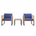 Gymax 3PCS Outdoor Acacia Wood Bistro Set w/ Cushioned Chairs Coffee Table for Patios Balconies Decks Gardens