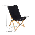 Gymax 2PC Bamboo Folding Butterfly Chairs w/ Breathable Canvas Storage Pocket 330 lbs Load Capacity Beige/Black