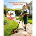 VEVOR Lawn Edger, 8-inch Blade Length, 12 Amp Electric Edger Lawn Tool, 4000 RPM, with 3-Position Blade Depth, 65 Mn, Pivoting Handle, Black & Orange