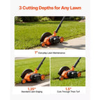 VEVOR Lawn Edger, 8-inch Blade Length, 12 Amp Electric Edger Lawn Tool, 4000 RPM, with 3-Position Blade Depth, 65 Mn, Pivoting Handle, Black & Orange