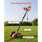 VEVOR Lawn Edger, 8-inch Blade Length, 12 Amp Electric Edger Lawn Tool, 4000 RPM, with 3-Position Blade Depth, 65 Mn, Pivoting Handle, Black & Orange