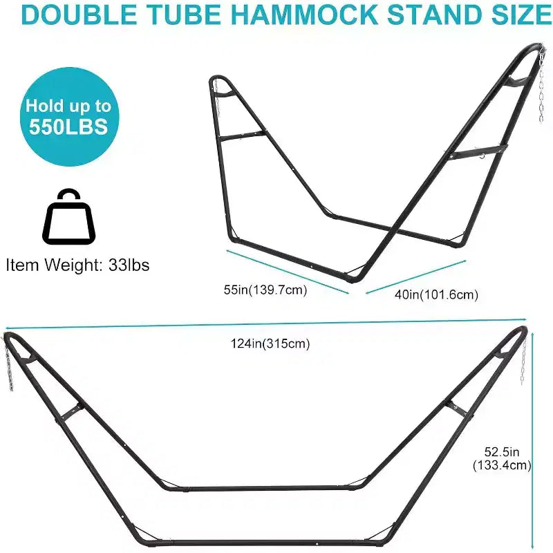 Hammock Stand, 550 Lbs Capacity, Adjustable Portable Design, for Indoor Outdoor Backyard Camping, (Only Stand)