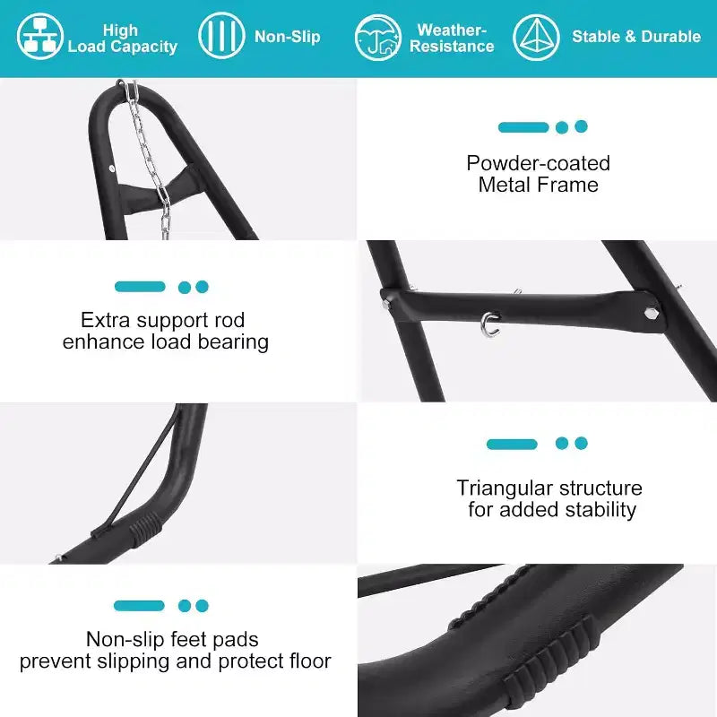 Hammock Stand, 550 Lbs Capacity, Adjustable Portable Design, for Indoor Outdoor Backyard Camping, (Only Stand)