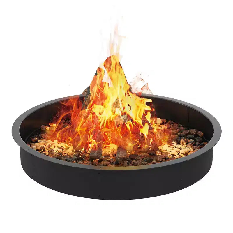 Smokeless Fire Pit Ring 36 Inch 8-Piece Iron Sheet Easy Assembly Ventilation Holes Rust-Proof Steel Outdoor Above-Ground Underground