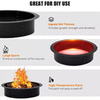 Smokeless Fire Pit Ring 36 Inch 8-Piece Iron Sheet Easy Assembly Ventilation Holes Rust-Proof Steel Outdoor Above-Ground Underground