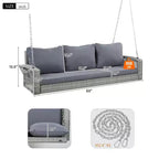 69-Inch PE Wicker 3-Person Porch Swing with Cushions and Durable Weave for Outdoor Use