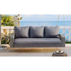 69-Inch PE Wicker 3-Person Porch Swing with Cushions and Durable Weave for Outdoor Use