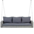 69-Inch PE Wicker 3-Person Porch Swing with Cushions and Durable Weave for Outdoor Use