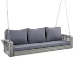 69-Inch PE Wicker 3-Person Porch Swing with Cushions and Durable Weave for Outdoor Use