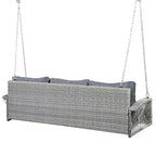 69-Inch PE Wicker 3-Person Porch Swing with Cushions and Durable Weave for Outdoor Use