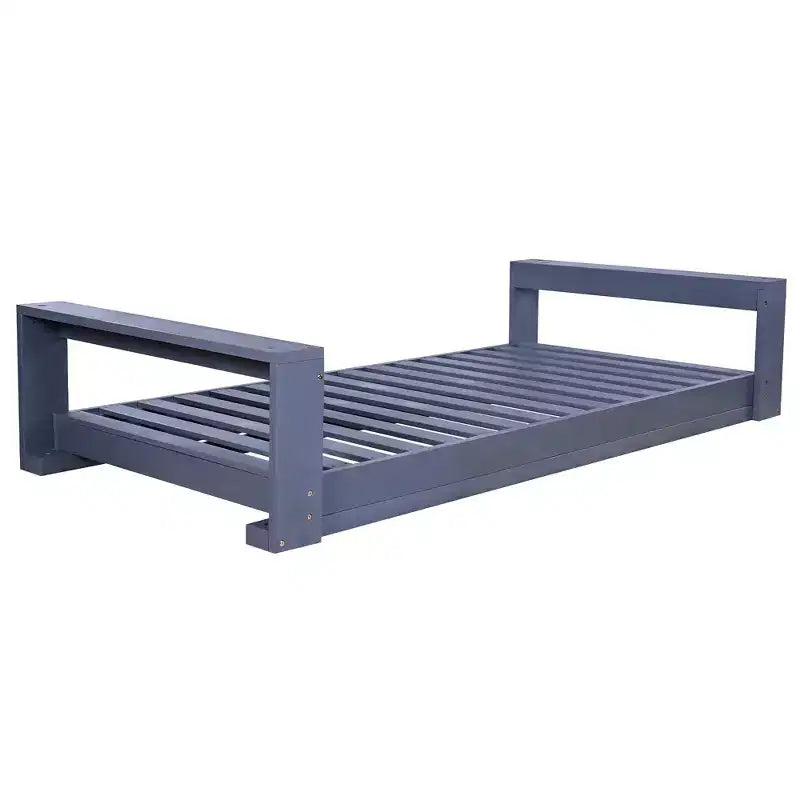 Twin Size Porch Swing Bed with Acacia Wood Frame and Hemp Ropes for Garden and Backyard