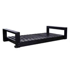 Twin Size Porch Swing Bed with Acacia Wood Frame and Hemp Ropes for Garden and Backyard