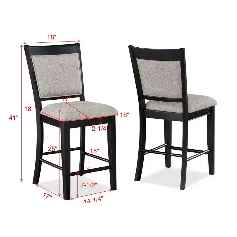 GDFStudio Sawyer Farmhouse 25 Wood Upholstered Counter Height Stool with Footrest